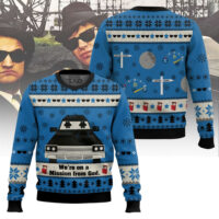 Hooktab Blues Brothers We're On A Mission From God Ugly Christmas Sweater