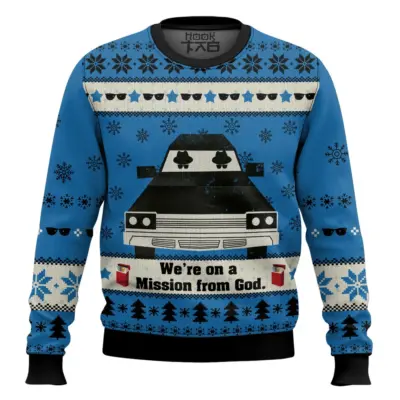 Blues Brothers We're On A Mission From God Ugly Christmas Sweater