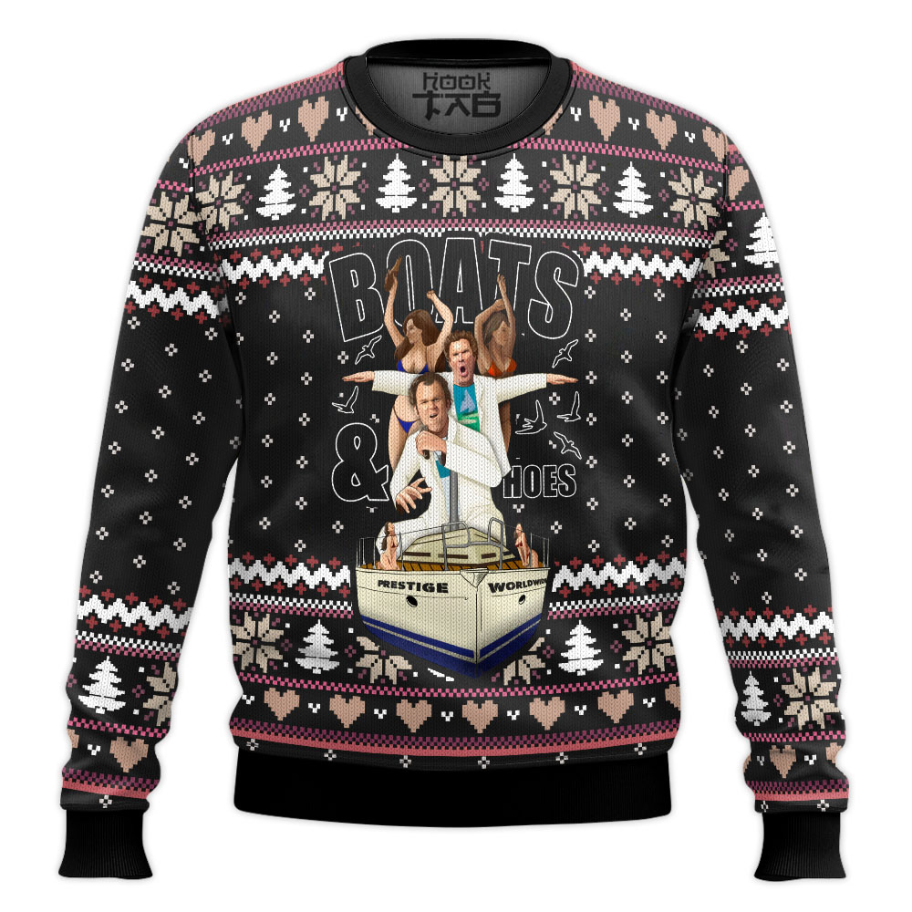 Hooktab Boats 'N Hoes Step Brothers Ugly Christmas Sweater Hooktab Boats 'N Hoes Step Brothers Ugly Christmas Sweater