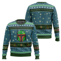 Hooktab Boba Fett Helmet Star Wars Ugly Christmas Sweater