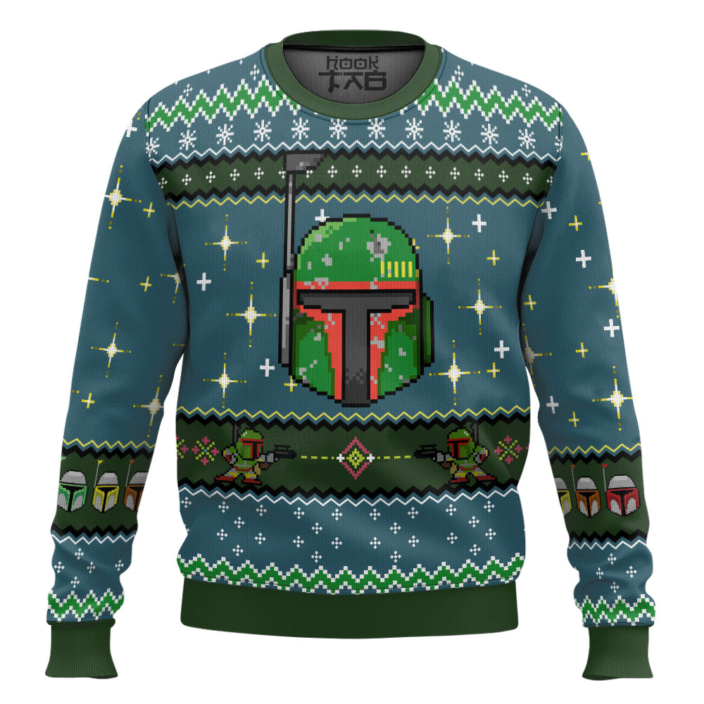 Hooktab Boba Fett Helmet Star Wars Ugly Christmas Sweater Hooktab Boba Fett Helmet Star Wars Ugly Christmas Sweater