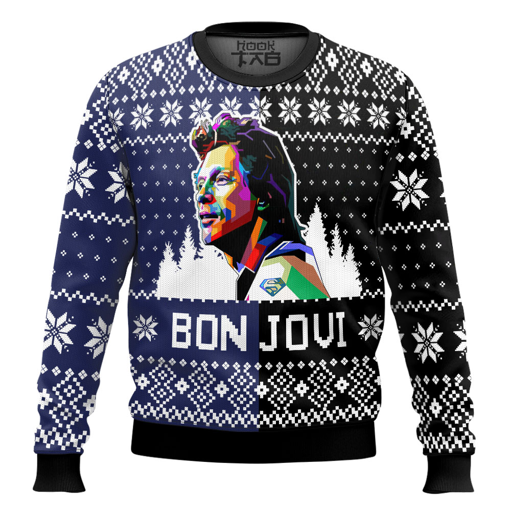 Hooktab Bon Jovi Ugly Christmas Sweater Hooktab Bon Jovi Ugly Christmas Sweater