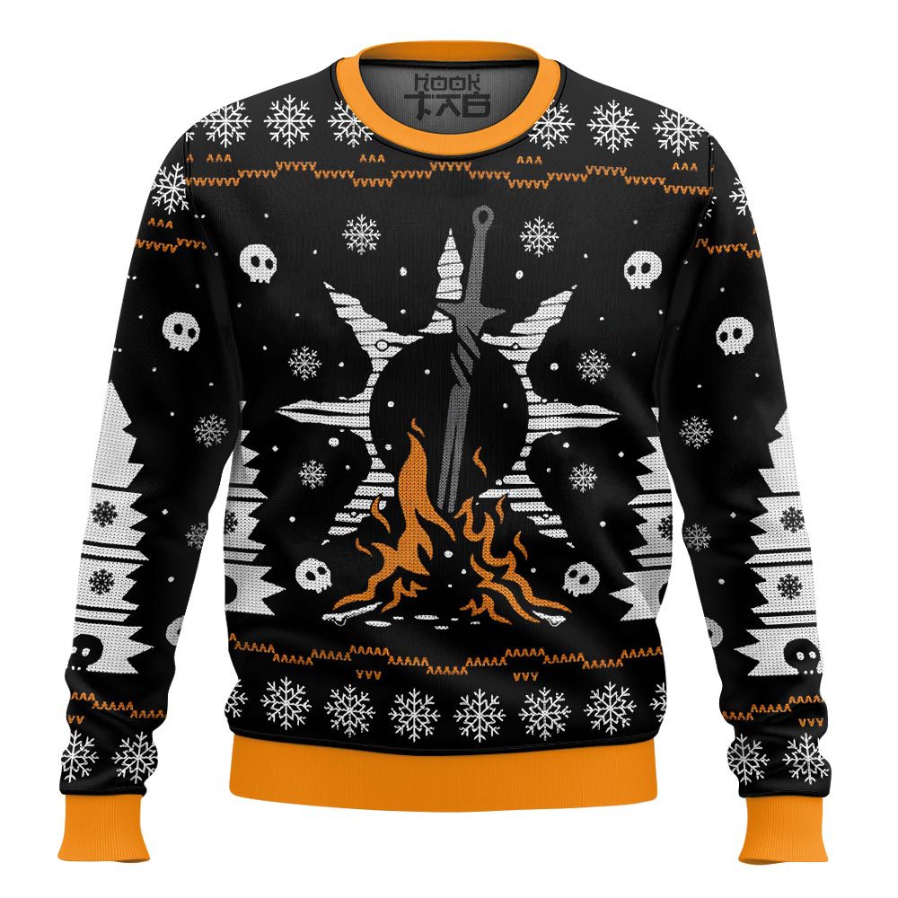 Hooktab Bonfires Dark Souls Ugly Christmas Sweater Hooktab Bonfires Dark Souls Ugly Christmas Sweater