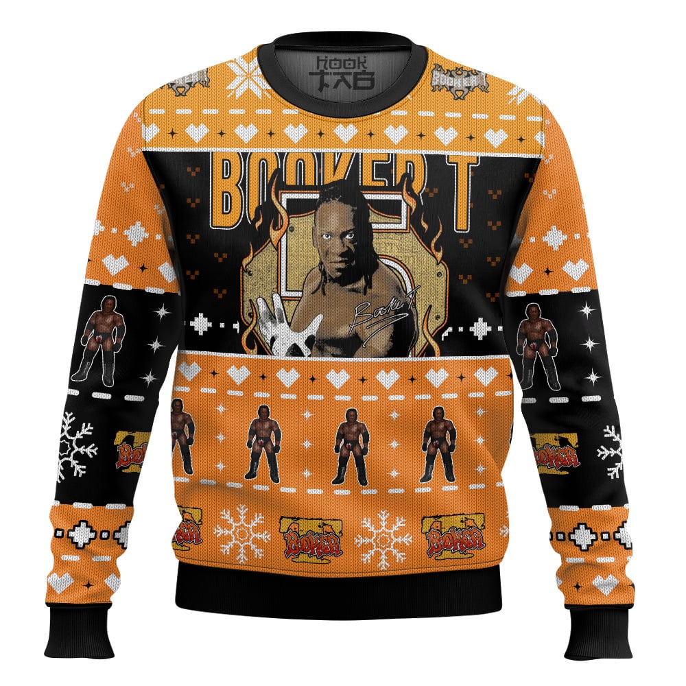 Hooktab Booker T WWE Ugly Christmas Sweater Hooktab Booker T WWE Ugly Christmas Sweater