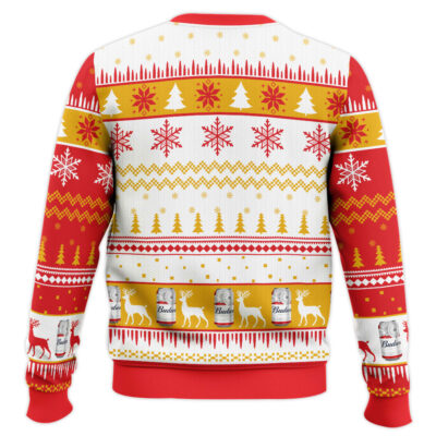 Hooktab Born To Drink Budweiser Ugly Christmas Sweater