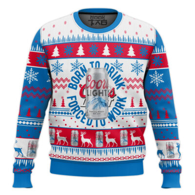 Born To Drink Coors Light Ugly Christmas Sweater