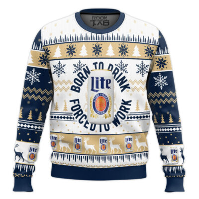 Born To Drink Miller Lite Ugly Christmas Sweater