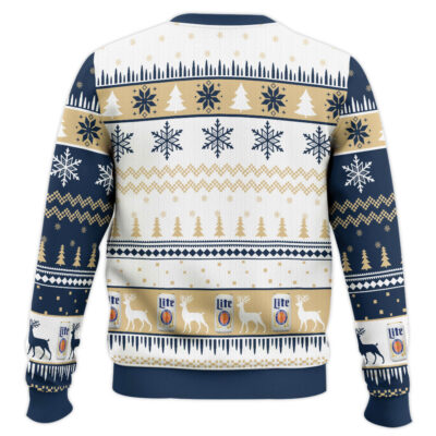 Hooktab Born To Drink Miller Lite Ugly Christmas Sweater