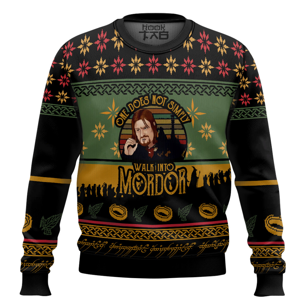 Hooktab Boromir One Does Not Simply Walk Into Mordor The Lord Of The Rings Ugly Christmas Sweater Hooktab Boromir One Does Not Simply Walk Into Mordor The Lord Of The Rings Ugly Christmas Sweater