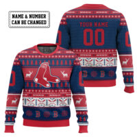 Hooktab Boston Red Sox - Custom Name And Number Ugly Sweater
