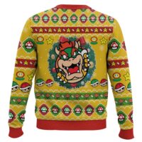 Hooktab Bowser Wreath Mario Bros Ugly Christmas Sweater