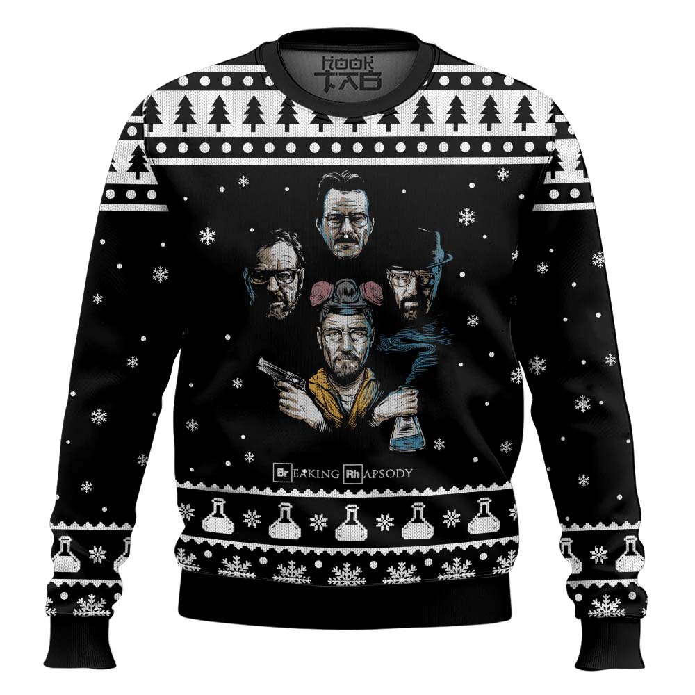 Hooktab Breaking Rhaspsody Breaking Bad Ugly Christmas Sweater Hooktab Breaking Rhaspsody Breaking Bad Ugly Christmas Sweater