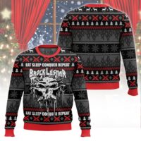 Hooktab Brock Lesnar Eat Sleep Conquer Repeat WWE Ugly Christmas Sweater