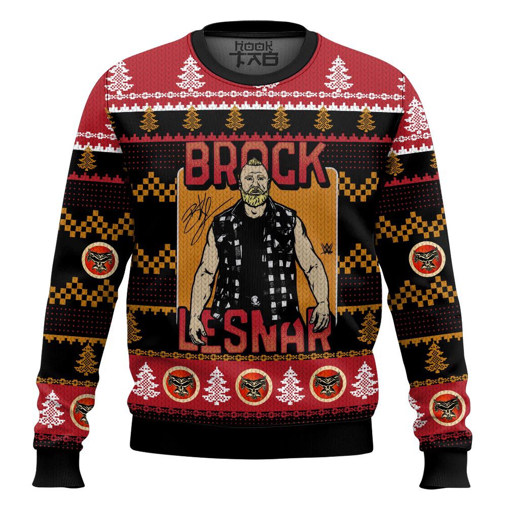 Hooktab Brock Lesnar WWE Ugly Christmas Sweater Hooktab Brock Lesnar WWE Ugly Christmas Sweater
