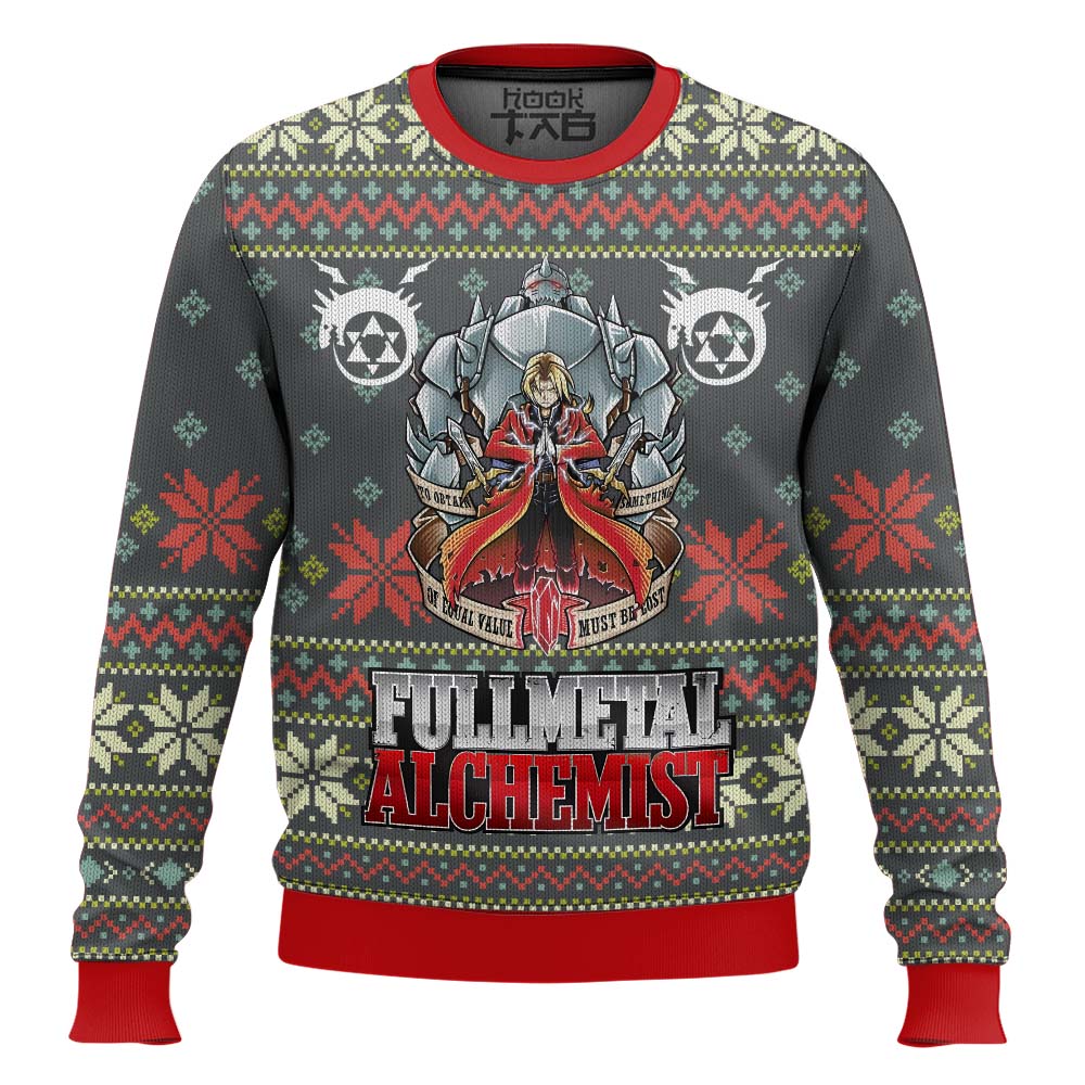 Hooktab Brotherhood Fullmetal Alchemis Ugly Christmas Sweater Hooktab Brotherhood Fullmetal Alchemis Ugly Christmas Sweater