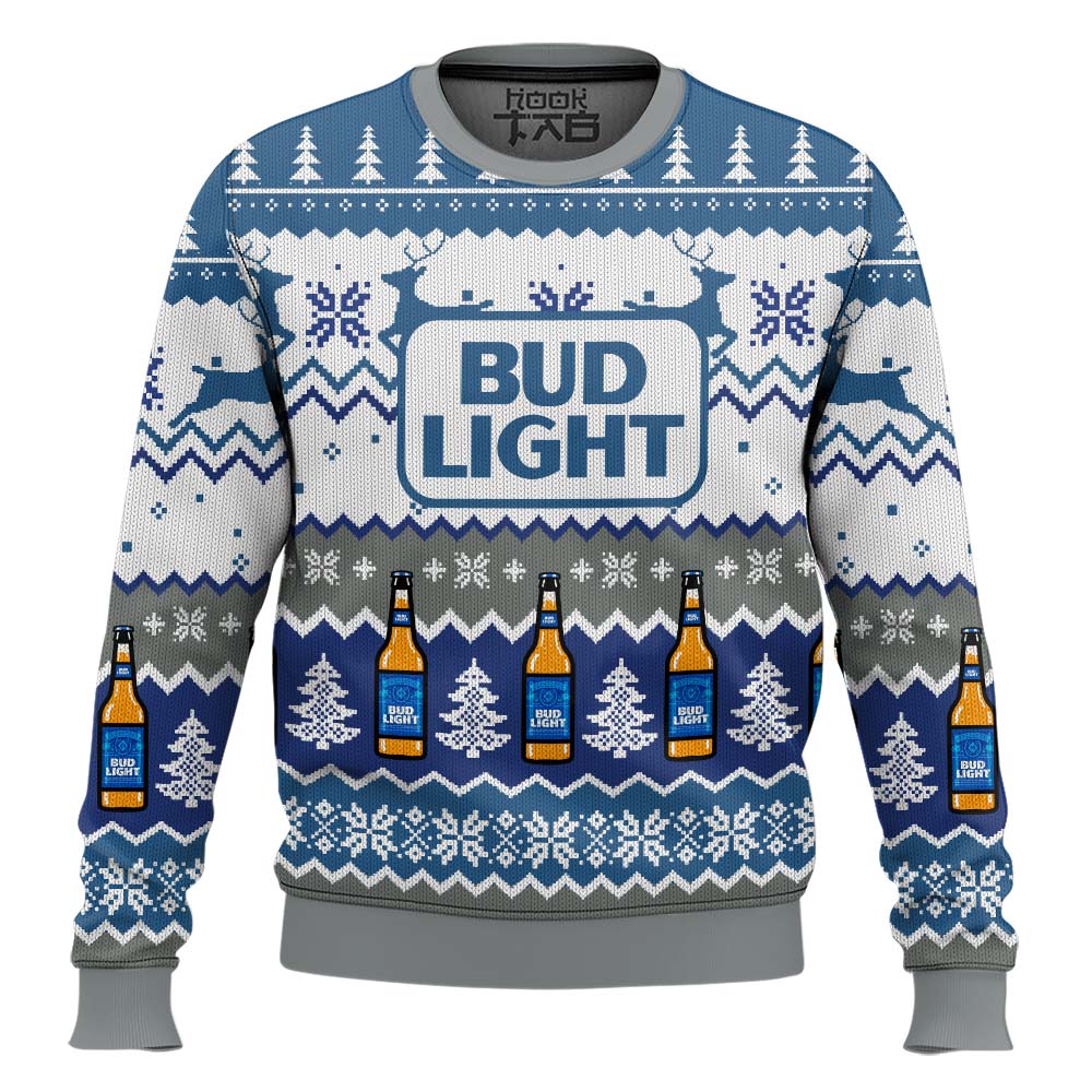 Hooktab Bud Light American Lager Ugly Christmas Sweater Hooktab Bud Light American Lager Ugly Christmas Sweater
