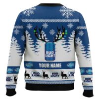 Hooktab Bud Light Beer - Custom Name Ugly Christmas Sweater