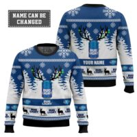 Hooktab Bud Light Beer - Custom Name Ugly Christmas Sweater