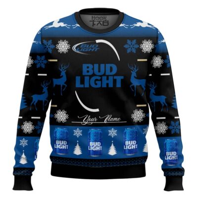 Bud Light Lager - Custom Name Ugly Christmas Sweater