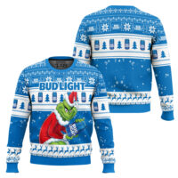 Hooktab Bud Light The Grinch Ugly Christmas Sweater