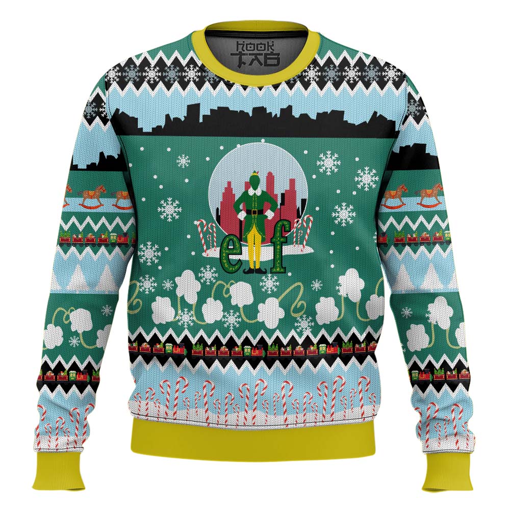 Hooktab Buddy The Elf Ugly Christmas Sweater Hooktab Buddy The Elf Ugly Christmas Sweater