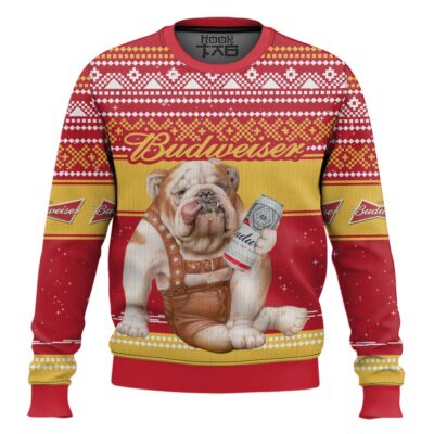 Budweiser Bulldog Ugly Christmas Sweater