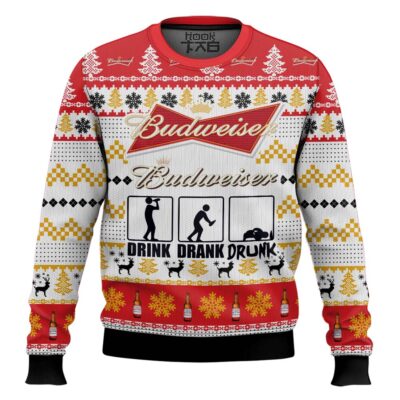 Budweiser Drink Drank Drunk Ugly Christmas Sweater
