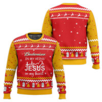 Hooktab Budweiser In My Vein Ugly Christmas Sweater