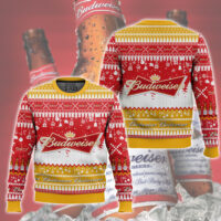 Hooktab Budweiser Lager Beer Ugly Christmas Sweater