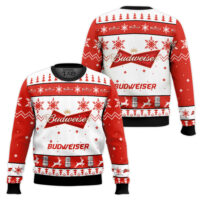 Hooktab Budweiser Lager Ugly Christmas Sweater