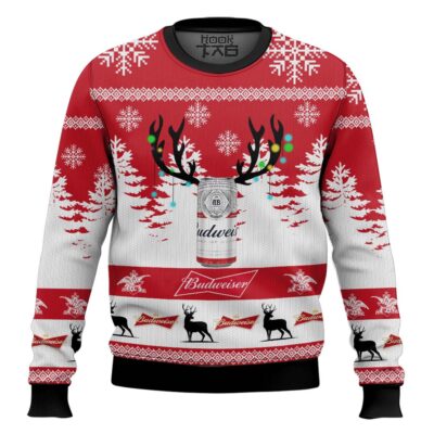 Budweiser Reindeer - Custom Name Ugly Christmas Sweater