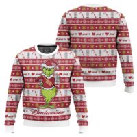Hooktab Budweiser The Grinch Ugly Christmas Sweater