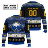 Hooktab Buffalo Sabres - Custom Name And Number Ugly Sweater