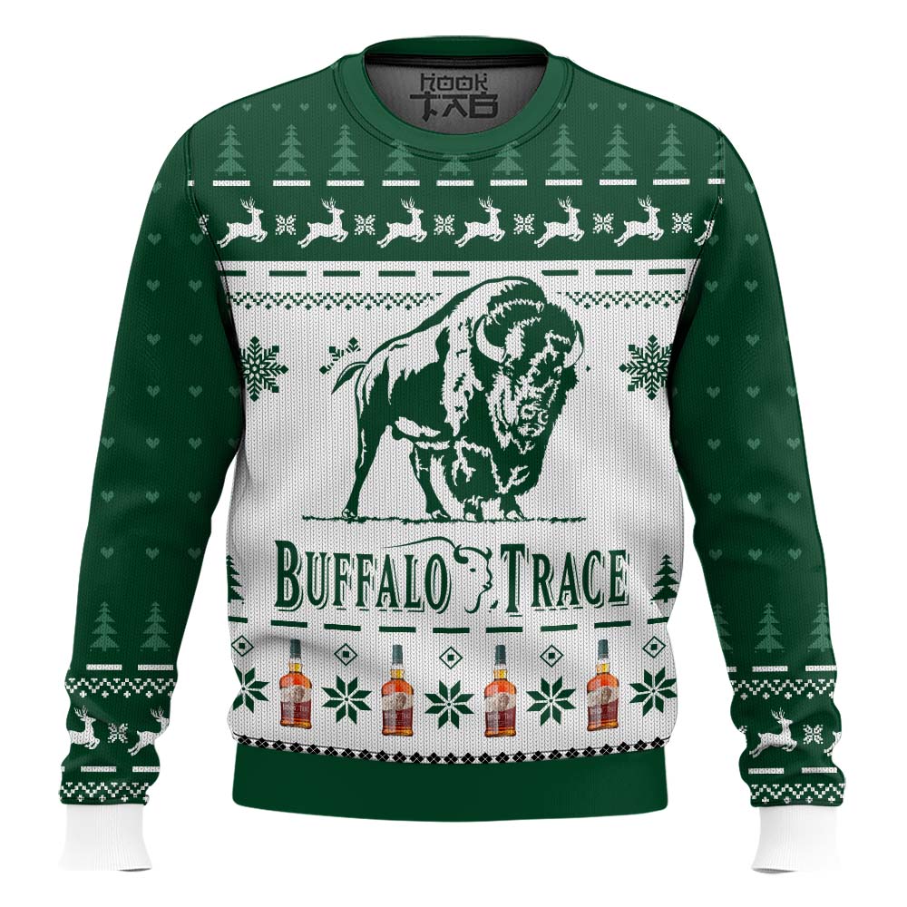 Hooktab Buffalo Trace American Bourbon Ugly Christmas Sweater Hooktab Buffalo Trace American Bourbon Ugly Christmas Sweater
