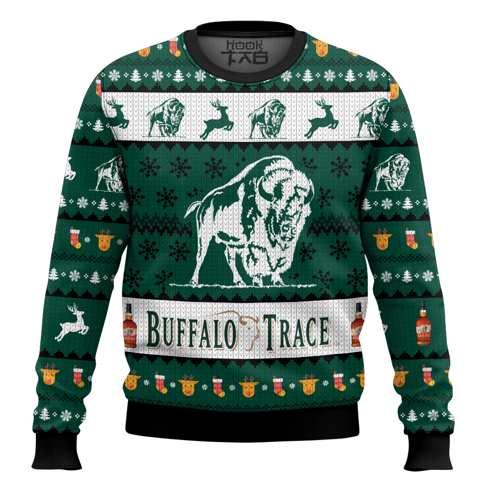 Hooktab Buffalo Trace Bourbon Ugly Christmas Sweater Hooktab Buffalo Trace Bourbon Ugly Christmas Sweater