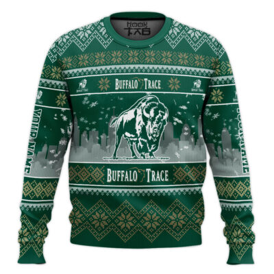 Buffalo Trace Bourbon Whiskey. - Custom Name Ugly Christmas Sweater