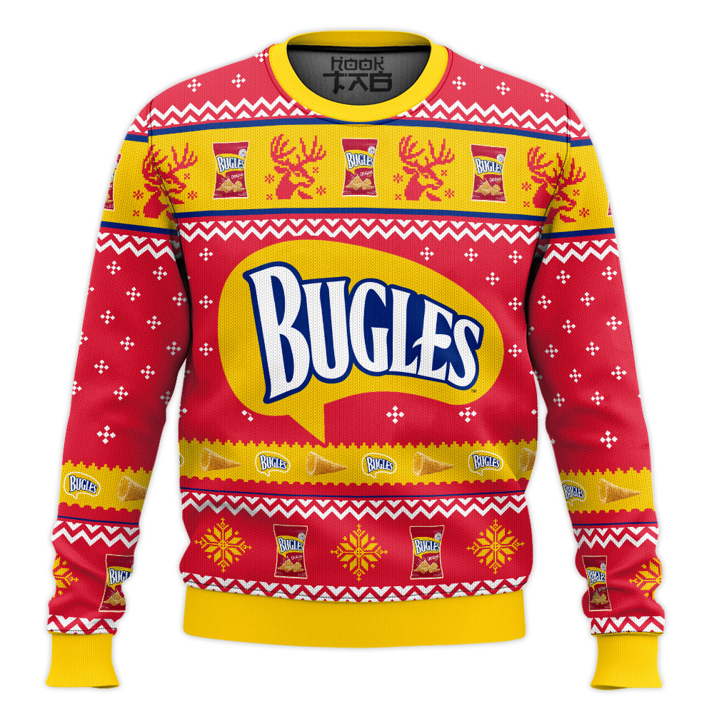 Hooktab Bugles Ugly Christmas Sweater Hooktab Bugles Ugly Christmas Sweater