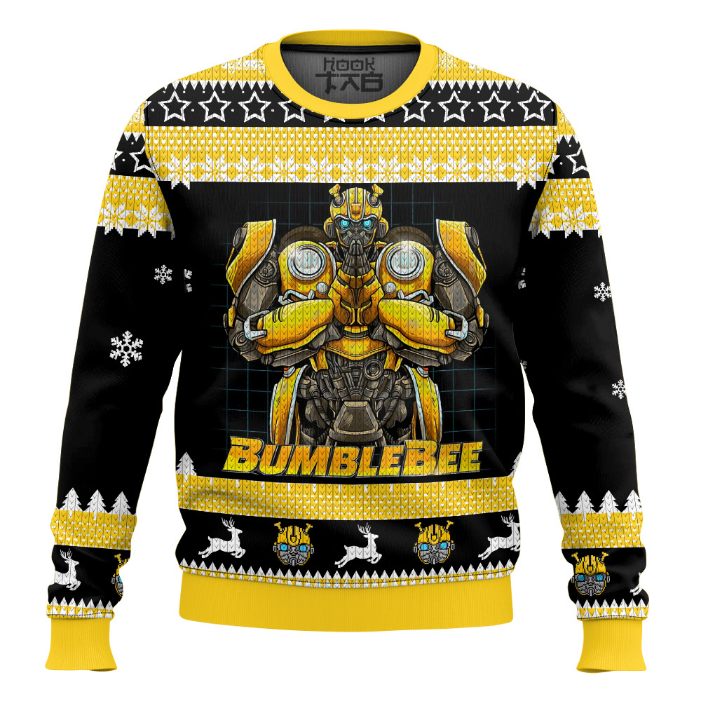 Hooktab Bumblebee Transformers Ugly Christmas Sweater Hooktab Bumblebee Transformers Ugly Christmas Sweater