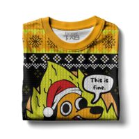 Hooktab Burning This Is Fine Meme Ugly Christmas Sweater