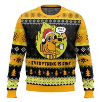 Hooktab Burning This Is Fine Meme Ugly Christmas Sweater