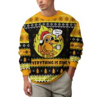 Hooktab Burning This Is Fine Meme Ugly Christmas Sweater