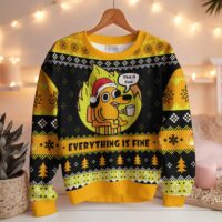 Hooktab Burning This Is Fine Meme Ugly Christmas Sweater