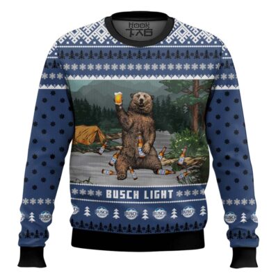 Busch Light Bear Ugly Christmas Sweater