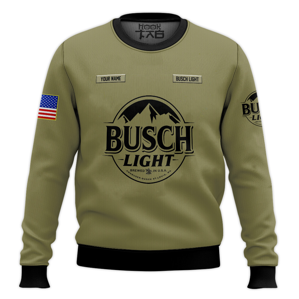 Hooktab Busch Light Camo - Custom Name Ugly Christmas Sweater Hooktab Busch Light Camo - Custom Name Ugly Christmas Sweater