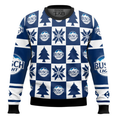 Busch Light Christmas Checkered Ugly Christmas Sweater