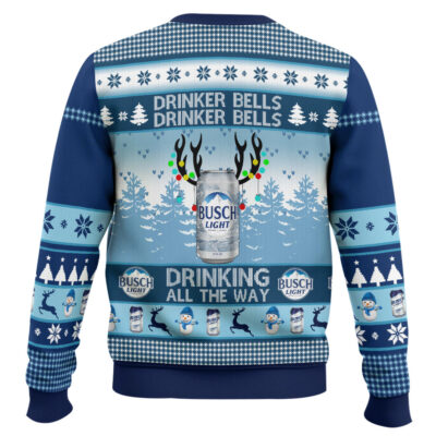Hooktab Busch Light Drinker Bells Ugly Christmas Sweater