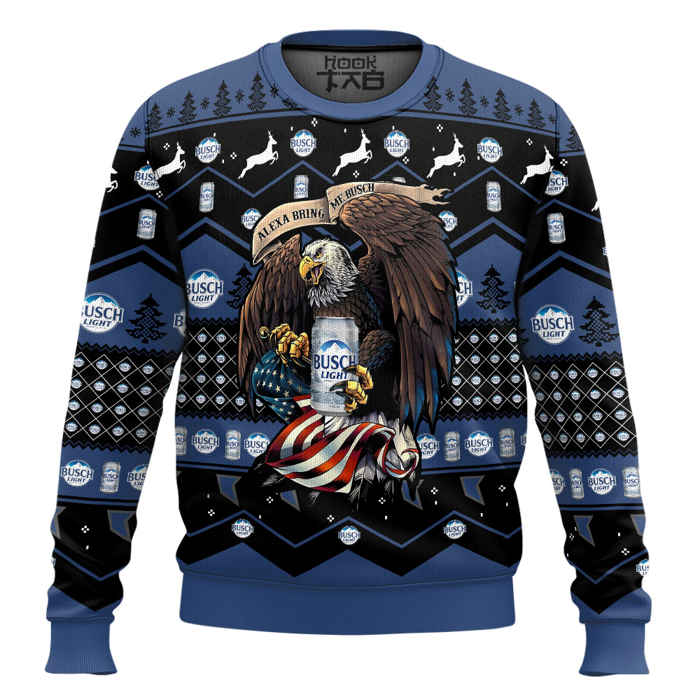 Hooktab Busch Light Eagle Ugly Christmas Sweater Hooktab Busch Light Eagle Ugly Christmas Sweater