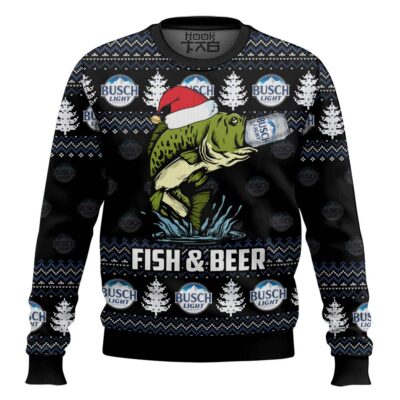 Busch Light Fish And Beer Ugly Christmas Sweater