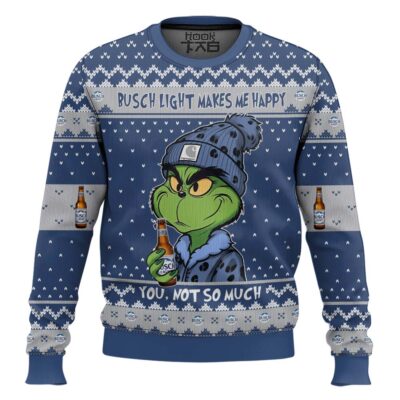 Busch Light Makes Me Happy Ugly Christmas Sweater