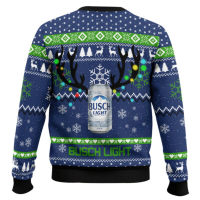 Hooktab Busch Light Reindeer Ugly Christmas Sweater